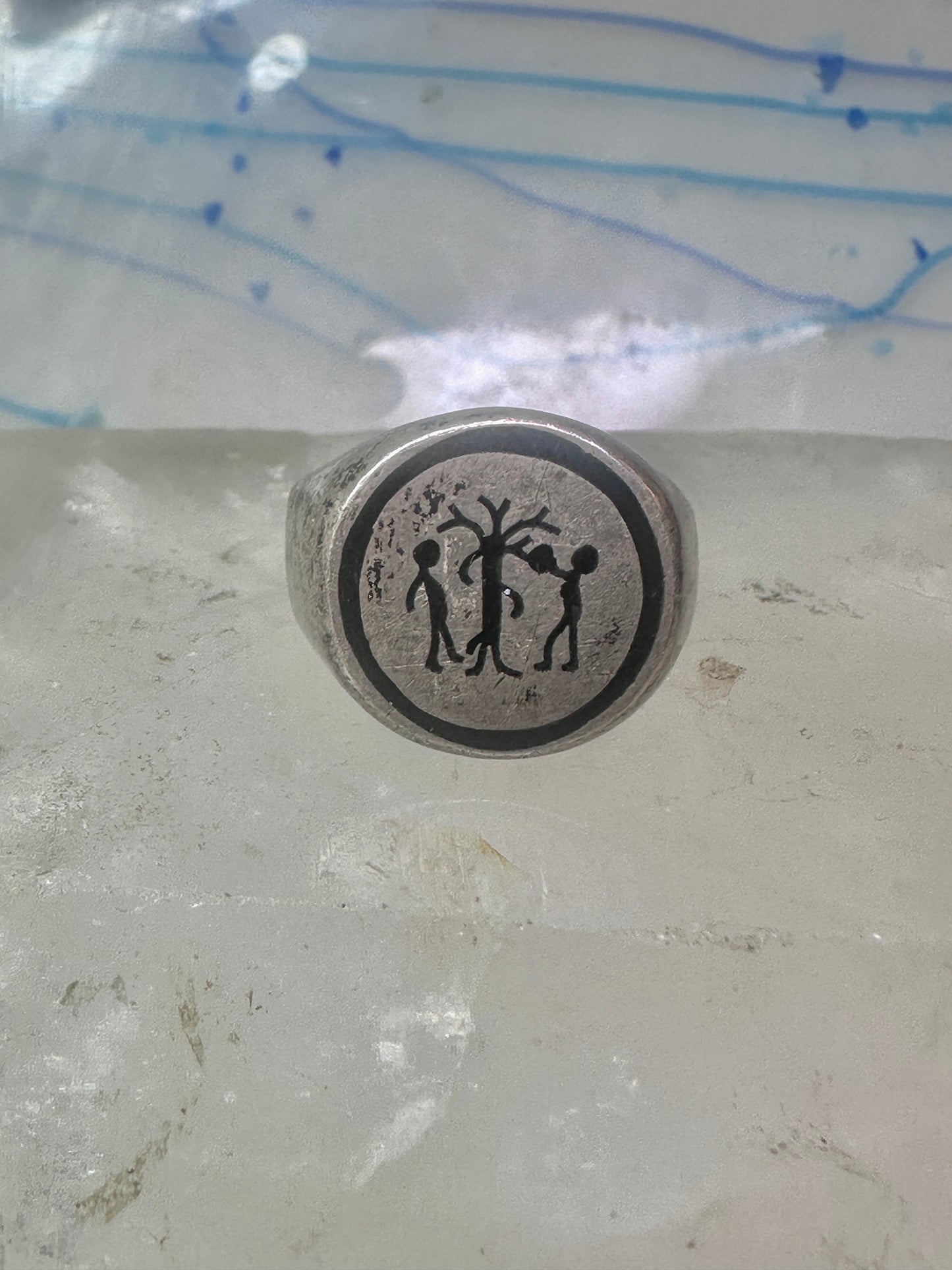 Adam Eve ring Religious Mexico band size 9 sterling silver women men