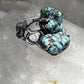 Brutalist turquoise ring size 5 southwest band sterling silver women girls