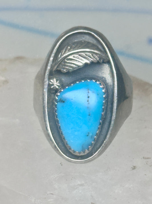 Vintage Sterling Silver Southwest Turquoise Leaf Ring Size 10.25 925