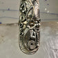 Long Navajo ring size 8 squash blossom leaves sterling silver women