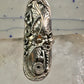 Long Navajo ring size 8 squash blossom leaves sterling silver women