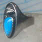 Vintage Sterling Silver Southwest Turquoise Leaf Ring Size 10.25 925