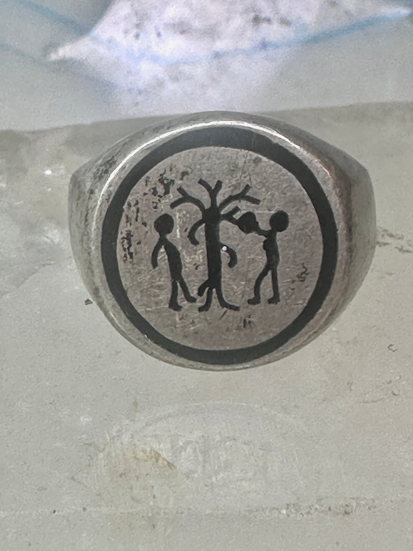 Adam Eve ring Religious Mexico band size 9 sterling silver women men