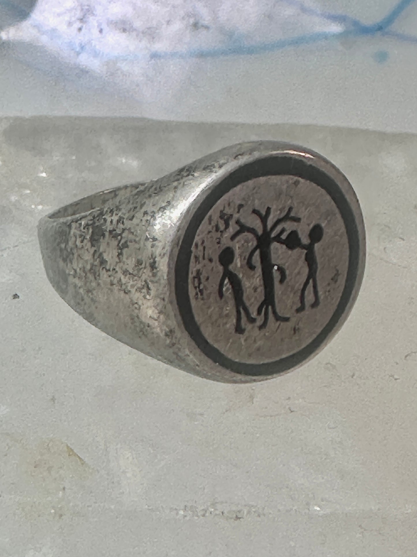 Adam Eve ring Religious Mexico band size 9 sterling silver women men