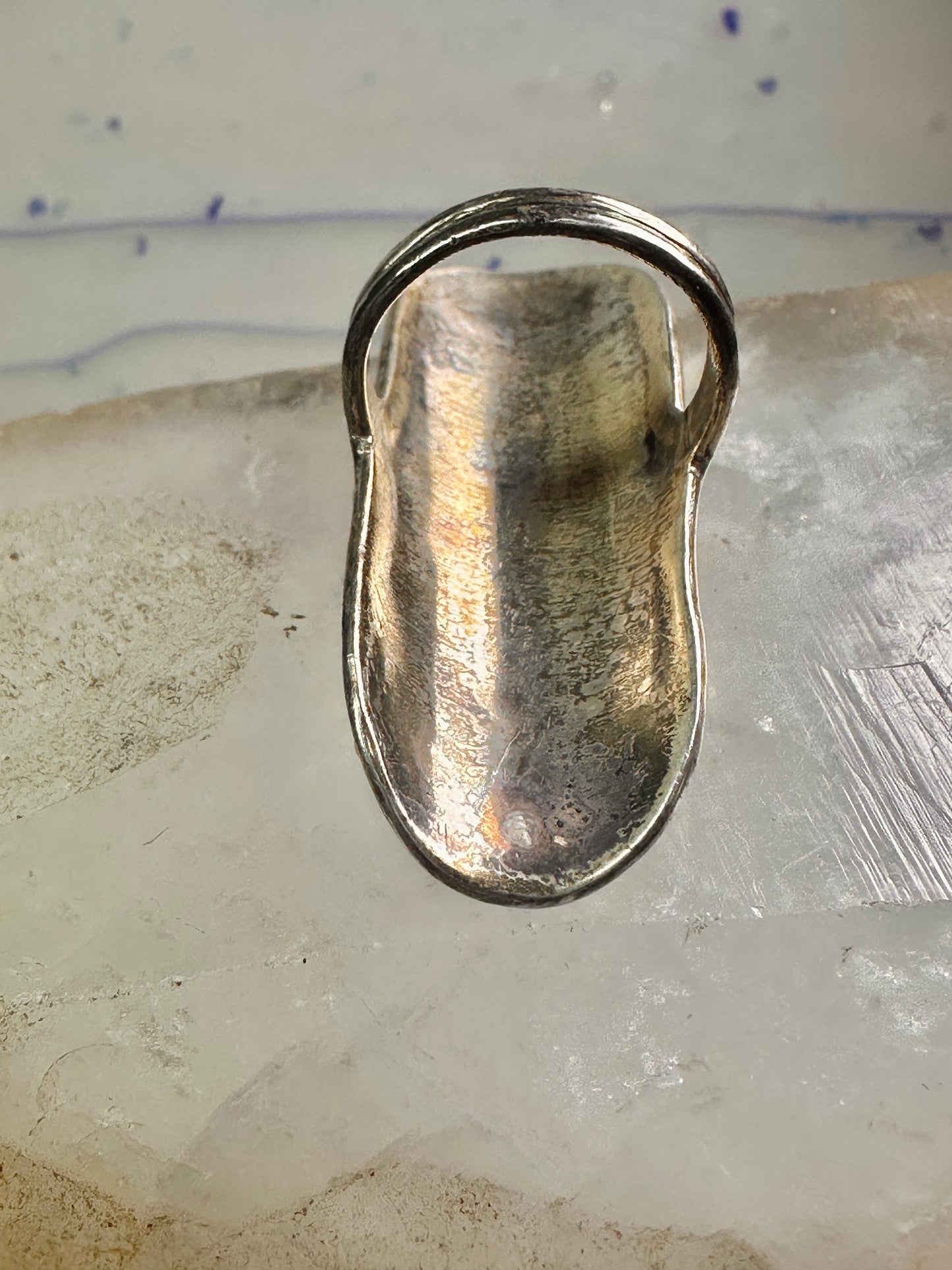 Long Navajo ring size 8 squash blossom leaves sterling silver women