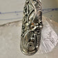 Long Navajo ring size 8 squash blossom leaves sterling silver women