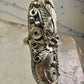 Long Navajo ring size 8 squash blossom leaves sterling silver women