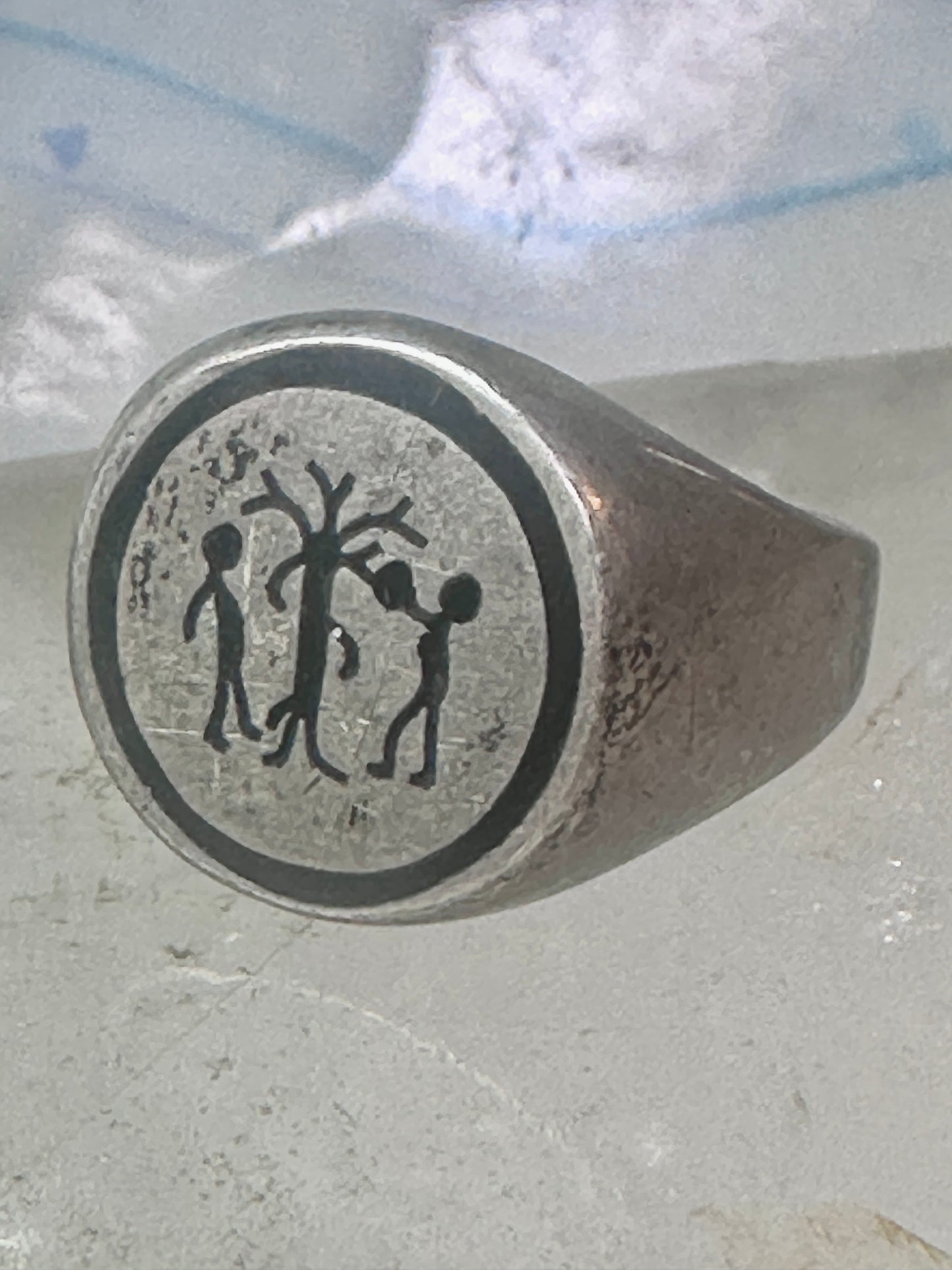 Adam Eve ring Religious Mexico band size 9 sterling silver women men