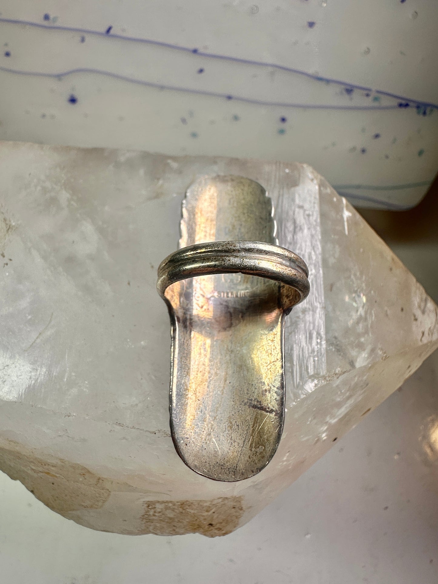 Long Navajo ring size 7 concho conch sterling silver women signed CS