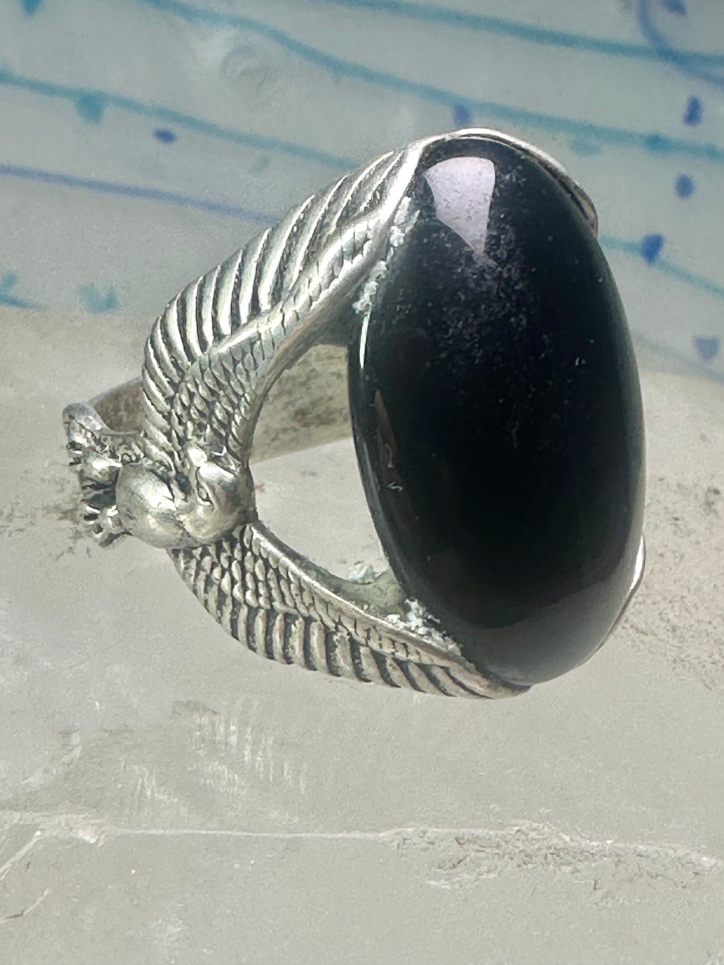 Eagle ring Onyx Carolyn Pollack size 11 sterling silver women men
