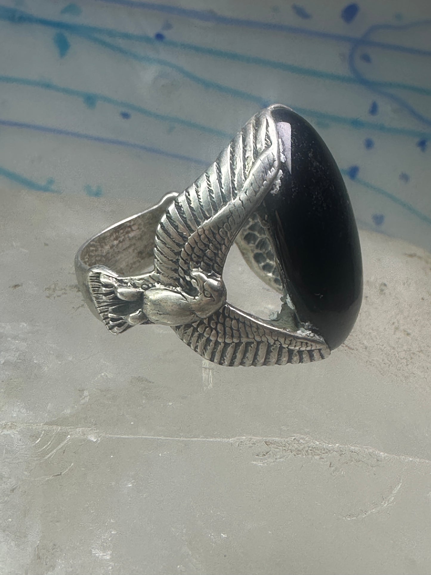 Eagle ring Onyx Carolyn Pollack size 11 sterling silver women men
