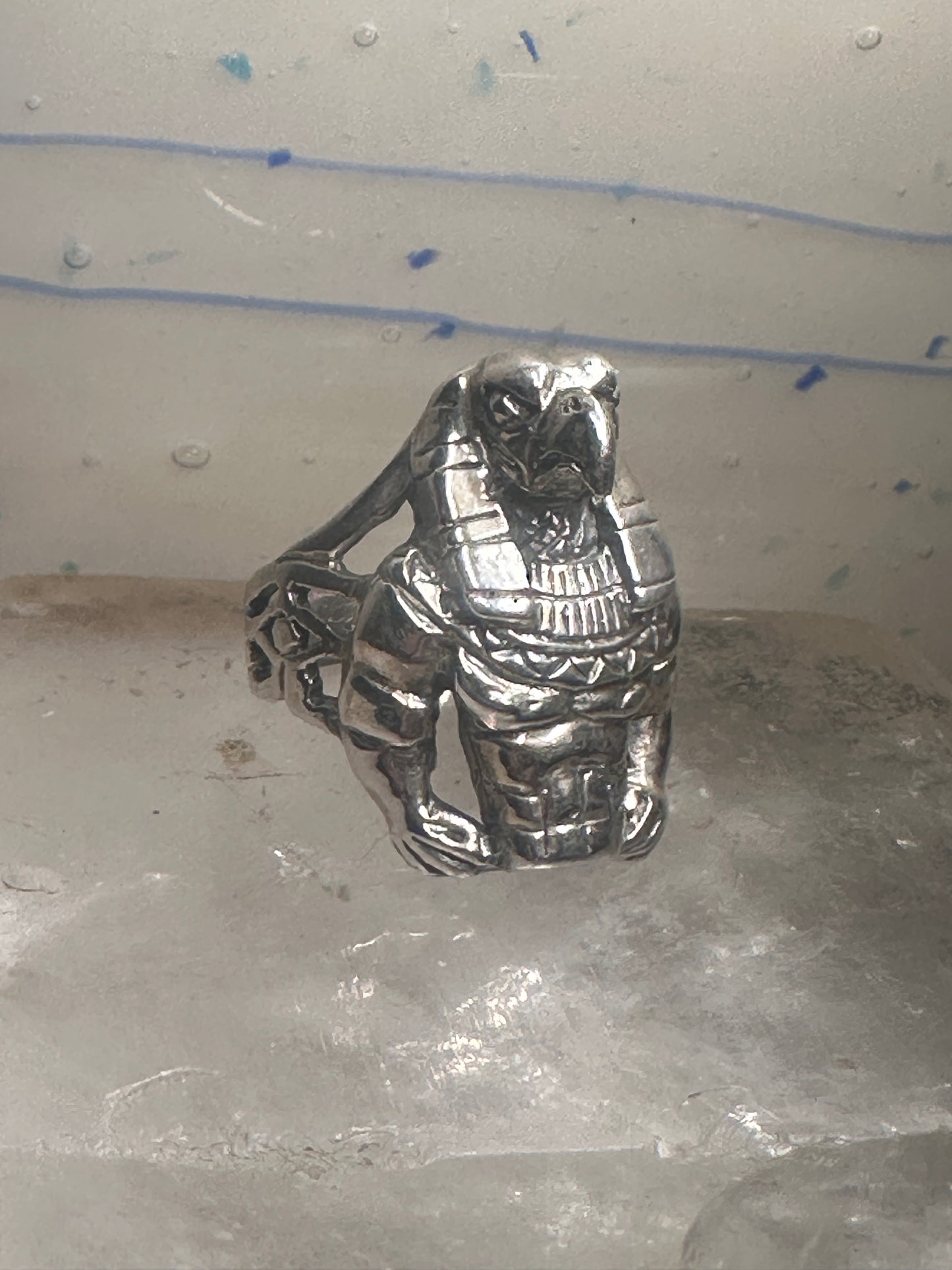 Horus ring with the Eye of Horus symbol size 9.75 sterling silver women men