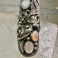 Long Navajo ring size 7.50 mop squash blossom leaves sterling silver women