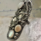 Long Navajo ring size 7.50 mop squash blossom leaves sterling silver women