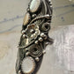Long Navajo ring size 7.50 mop squash blossom leaves sterling silver women