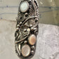 Long Navajo ring size 7.50 mop squash blossom leaves sterling silver women