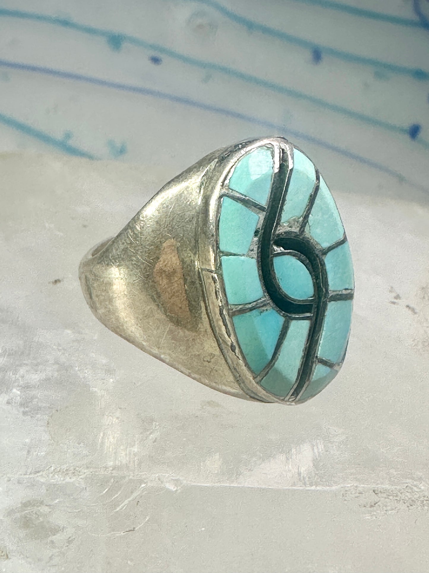 Hummingbird ring Zuni Turquoise size 8.2 sterling silver women men