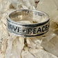 Love Peace ring body mind spirit band size 8 sterling silver women girls boys