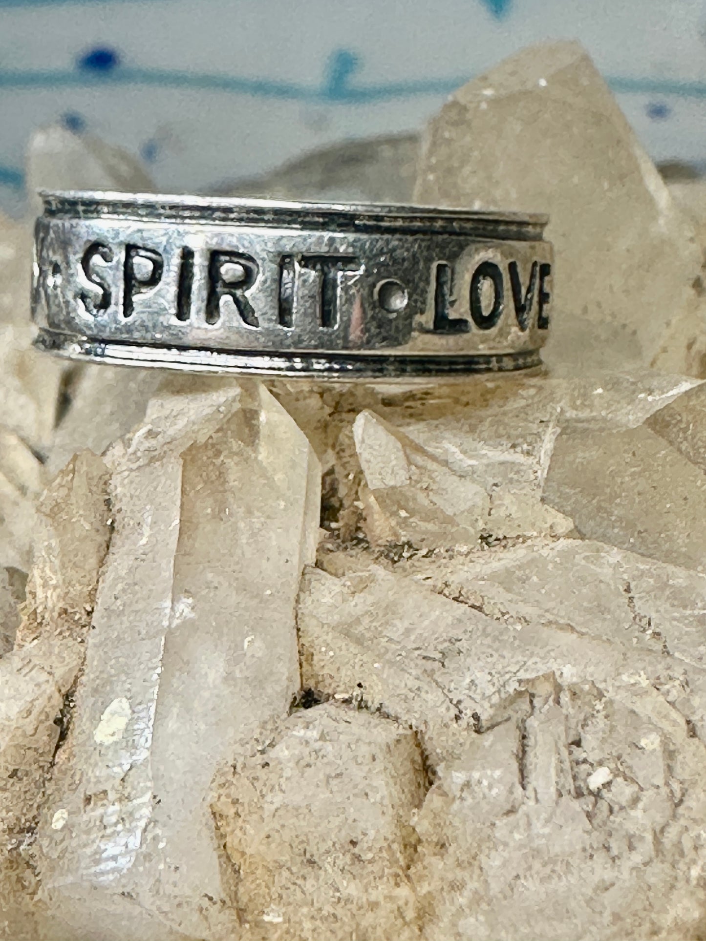 Love Peace ring body mind spirit band size 8 sterling silver women girls boys