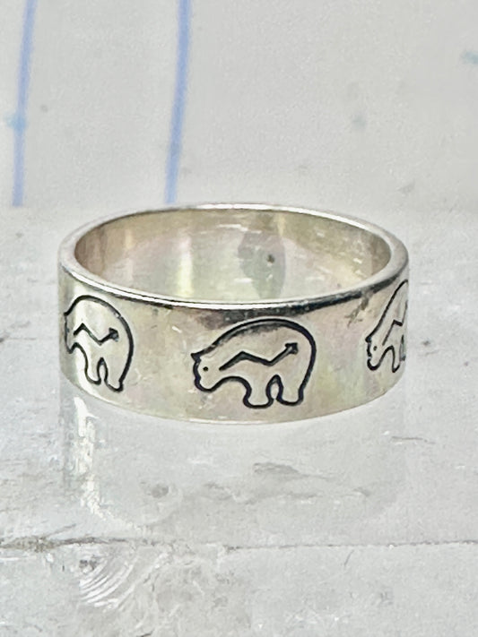 Bear ring with heart arrow band size 5.50 sterling silver women girls boys