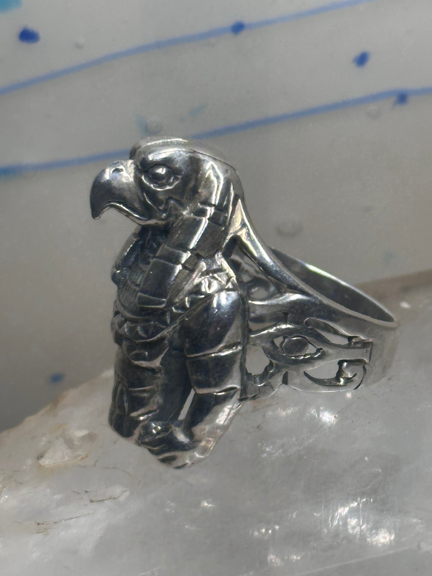 Horus ring with the Eye of Horus symbol size 9.75 sterling silver women men