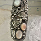 Long Navajo ring size 7.50 mop squash blossom leaves sterling silver women