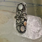 Long Navajo ring size 7.50 mop squash blossom leaves sterling silver women