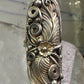 Long Navajo ring size 7.25 squash blossom leaves sterling silver women