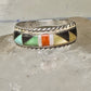 Zuni ring size 7.5 turquoise coral onyx MOP inlaid band sterling silver women men Andrew Dewa
