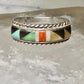 Zuni ring size 7.5 turquoise coral onyx MOP inlaid band sterling silver women men Andrew Dewa