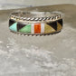 Zuni ring size 7.5 turquoise coral onyx MOP inlaid band sterling silver women men Andrew Dewa