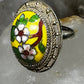Floral ring size 8 enamel cloisonne Chinese export sterling silver  women girls