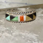 Zuni ring size 7.5 turquoise coral onyx MOP inlaid band sterling silver women men Andrew Dewa