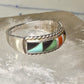 Zuni ring size 7.5 turquoise coral onyx MOP inlaid band sterling silver women men Andrew Dewa