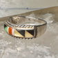 Zuni ring size 7.5 turquoise coral onyx MOP inlaid band sterling silver women men Andrew Dewa