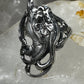 Face ring size 6.25  art deco style floral w long wavy hair sterling silver  women girls