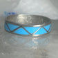 Vintage Sterling Silver Reconstituted Turquoise Inlay Band Ring Size 9.25 925