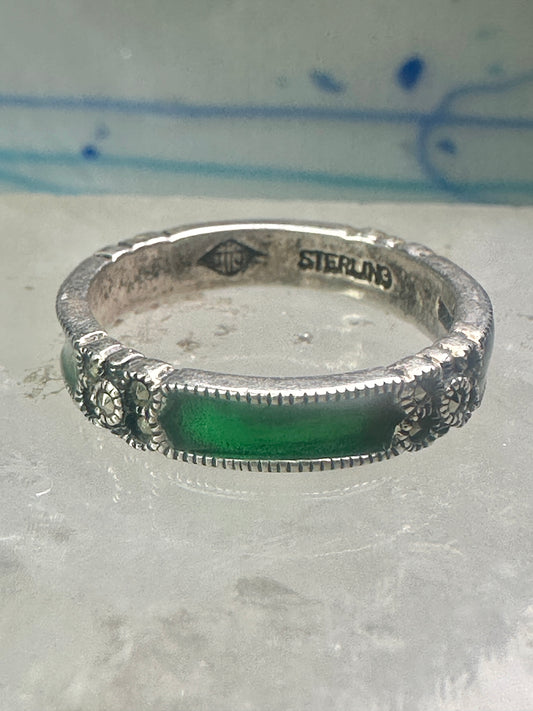 Judith Jack ring marcasite green stacker band size 6.50 sterling silver women girls