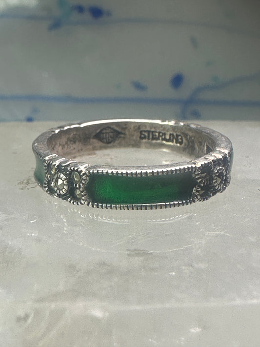 Judith Jack ring marcasite green stacker band size 6.50 sterling silver women girls