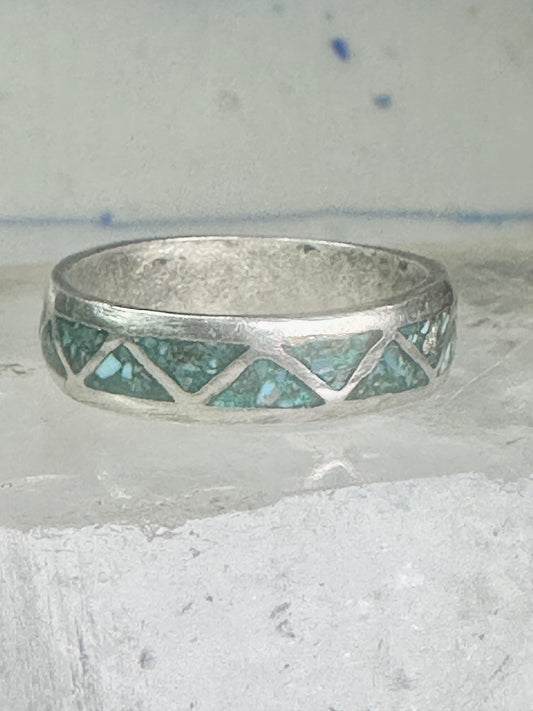 Zuni turquoise wedding ring Size 11.75 Vintage sterling silver women men