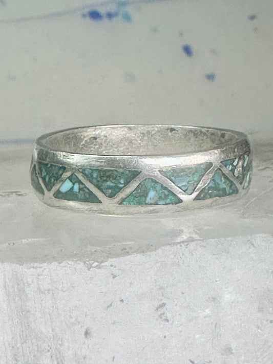Zuni turquoise wedding ring Size 11.75 Vintage sterling silver women men