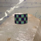 Vintage checkerboard ring cigar band blue lapis turquoise size 10.50 sterling silver women