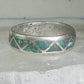 Zuni turquoise wedding ring Size 11.75 Vintage sterling silver women men
