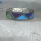 Vintage Sterling Silver Multi Stone Geometric Rough Inlay Band Ring Size 8.25 925