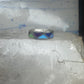 Vintage Sterling Silver Multi Stone Geometric Rough Inlay Band Ring Size 8.25 925