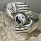 Hands ring Yin Yang vintage band size 7.25 sterling silver women