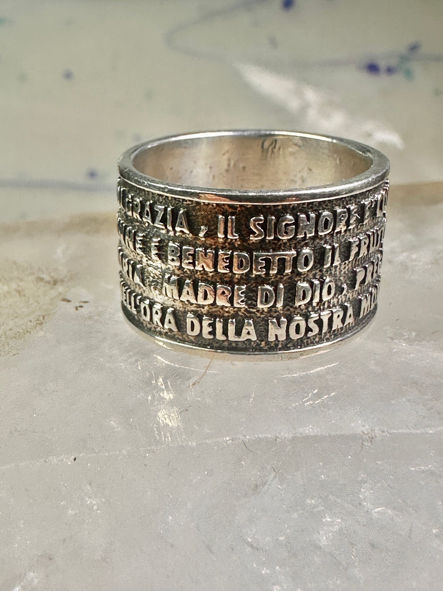 Ava Maria ring Italy by Amen size 7.50 Hail Mary Prayer band sterling silver women men