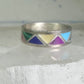 Zuni turquoise ring malachite lapis wedding band Size 7 Vintage sterling silver women men