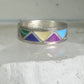 Zuni turquoise ring malachite lapis wedding band Size 7 Vintage sterling silver women men