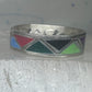 Vintage Sterling Silver Multi Stone Geometric Rough Inlay Band Ring Size 8.25 925